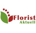 Das Logo zeigt grüne und rote Blattformen mit fünf roten Punkten und den Schriftzug „Florist Aktuell“ in Rot und Grün.