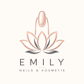 Illustration einer stilisierten Blume mit rosa und grauen Blättern, darüber eine Finger- und Nagelsymbolik sowie der Text \