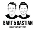 Zwei schwarze Silhouetten mit Kurzhaarfrisur über dem Text „BART & BASTIAN, FLOWERS SINCE 1969“.