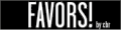 Schwarzes rechteckiges Banner mit weißem Text „FAVORS! by chr“ in Großbuchstaben.