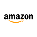 Schwarzer Schriftzug „amazon“ mit kleinem gelben Pfeil darunter, der vom Buchstaben „a“ bis zum „z“ verläuft.