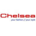 Das Logo zeigt den roten Schriftzug Chelsea, darunter steht in blauer Schrift your fashion // your style auf weißem Hintergrund.