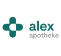 Grünes Kreuz-Symbol links neben dem Schriftzug „alex“ in dunkelgrün und „apotheke“ in grauer Schrift auf weißem Hintergrund.