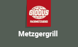 Rotes Quadrat mit weißem GLOBUS Fachmetzgerei-Logo und darunter der Schriftzug „Metzgergrill“ auf grauem Hintergrund.
