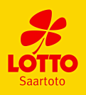 Rotes vierblättriges Kleeblatt mit den Worten „LOTTO“ und „Saartoto“ in roter Schrift auf gelbem Hintergrund.