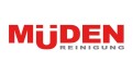 Roter Schriftzug „MÜDEN“, wobei das „Ü“ aus zwei weißen Balken besteht, darunter grauer Schriftzug „REINIGUNG“.