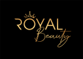 Schriftzug „ROYAL Beauty“ in goldener Farbe mit Krone über dem „R“, vor schwarzem Hintergrund.