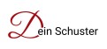 Schwarzer Schriftzug „ein Schuster“ mit geschwungener roter Initiale „D“ auf weißem Hintergrund.
