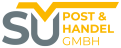 Das Bild zeigt ein Logo mit grauen Buchstaben „SU“ und gelbem Schriftzug „Post & Handel GmbH“, das gelbe V ragt über das SU hinaus.