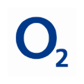 Blaues O und tiefgestellte Zahl 2 in weißem Quadrat mit blauem Rand, Logo des Telekommunikationsanbieters O2.
