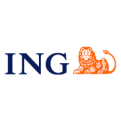 Blaues „ING“-Logo mit oranger Löwenfigur rechts daneben auf weißem Hintergrund.
