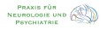 Grüner Text „Praxis für Neurologie und Psychiatrie“ links, daneben eine aus bunten Linien geformte schematische Gehirngrafik.