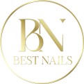Goldener Kreis mit den Buchstaben BN und darunter der Schriftzug BEST NAILS in goldener Farbe.