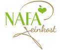 Das Logo zeigt den grünen Schriftzug NAFA mit braunem „Feinkost“ und einem grünen Herz in Blattform mit kleinem braunen Blatt.