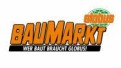 Das Logo zeigt den Schriftzug BAUMARKT in Orange, darunter steht in Weiß „WER BAUT BRAUCHT GLOBUS!“, oben rechts das GLOBUS-Logo.
