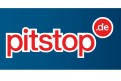 Weißer Schriftzug „pitstop“ mit roter Umrandung und rotem Punkt mit „.de“ auf dunkelblauem Hintergrund.