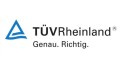 Blaues Dreieck und der Schriftzug TÜV Rheinland, darunter der Text Genau. Richtig. auf weißem Hintergrund.