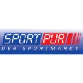 Blau-rotes Logo mit Schriftzug „SPORT PUR“ in weiß und rot, darunter kleiner in weiß „DER SPORTMARKT“ vor blauem Hintergrund.