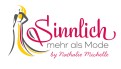 Logo mit eleganter Frauenskizze in Gelb und Grau, Text: Sinnlich, mehr als Mode, by Nathalie Michelle in Pink und Grau.