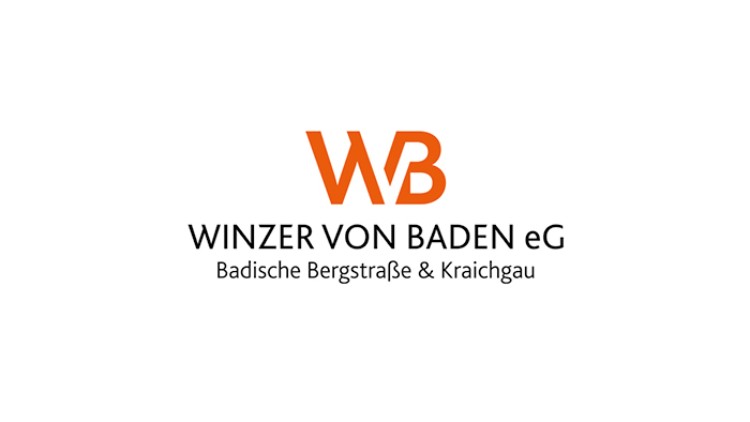 Das Logo zeigt orangefarbene Buchstaben WB, darunter steht WINZER VON BADEN eG und Badische Bergstraße & Kraichgau in schwarzer Schrift.