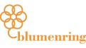 Orangefarbener Schriftzug „blumenring“ mit stilisiertem Blütenmotiv aus sechs ineinander verschlungenen Kreisen links oben.