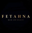 Schwarzer Hintergrund mit goldfarbenem Schriftzug „FETAHNA“ und darunter kleiner „HAIR AND BEAUTY“.