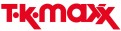 Das Logo von T.K. Maxx in roter Schrift auf weißem Hintergrund, wobei der Buchstabe „X“ eine Pfeilform enthält.