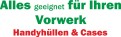 Der Schriftzug lautet: „Alles geeignet für Ihren Vorwerk Handyhüllen & Cases“ in grüner und roter Schrift auf weißem Hintergrund.