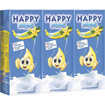 Milchgetränk Happy Drink, Vanille, 3 x 200ml