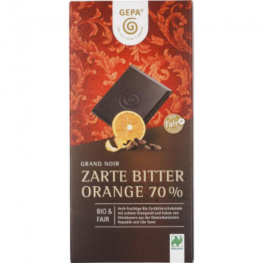 Bio Tafelschokolade, Grand Noir, Zartbitter-Orange