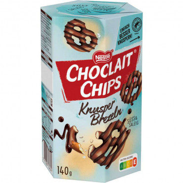 Mini-Salzbrezeln mit Milchschokoladenüberzug Choclait Chips, Knusperbrezeln
