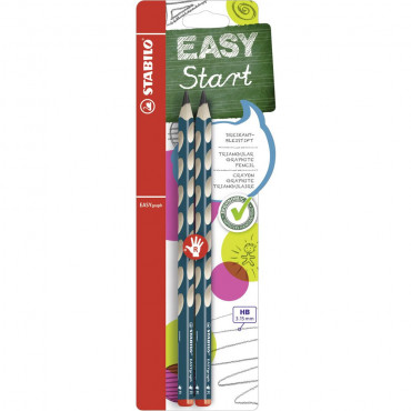 Dreikant-Bleistift für Rechtshänder EASYgraph, petrol 2er Pack Härtegrad HB