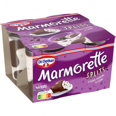 Pudding Marmorette Splits, Schoko-Sahne 4 x 100g