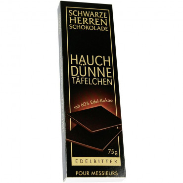 Schwarze Herren Schokolade, Hauchdünne Täfelchen, Edelbitter 60%
