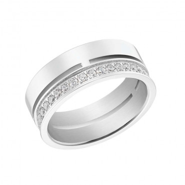 Damen Ring aus Edelstahl mit Zirkonia (4056867028219)