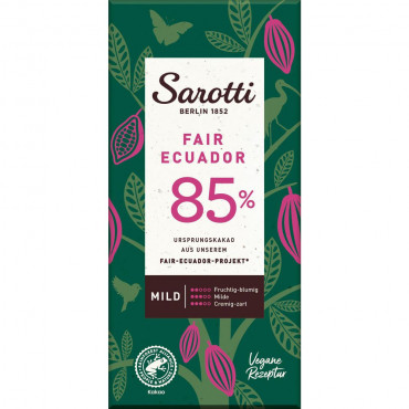Tafelschokolade Fair Ecuador, Zartbitter 85 %