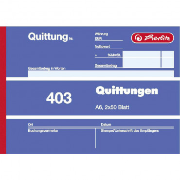 Quittungsblock 403 A6, 2 x 50 Blatt