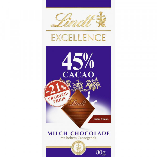 Tafelschokolade, Excellence, Milchschokolade 45 %