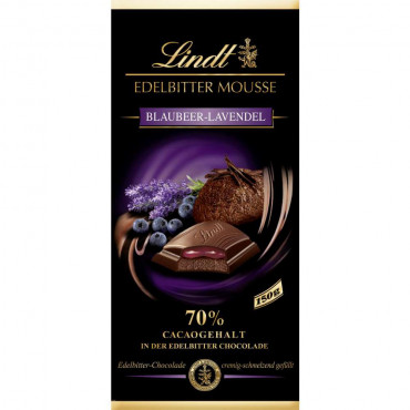 Tafelschokolade Edelbitter Mousse, Blaubeer/Lavendel