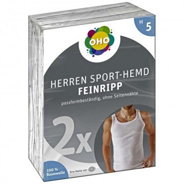 Herren Sport-Hemd, Feinripp 2er Pack, Gr.5