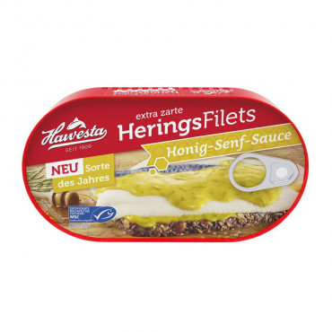 Heringsfilets in Honig-Senf-Sauce