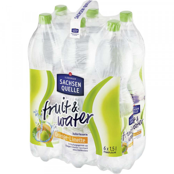 Orange-Limette Mineralwasser Fruit & Water (6 x 1.5 Liter)