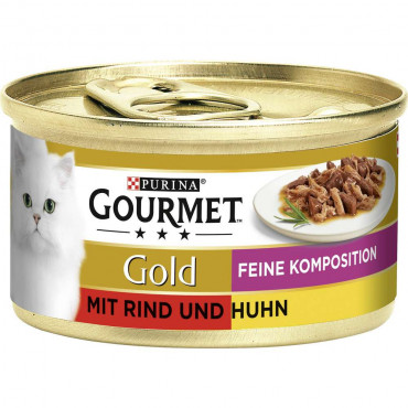 Katzen-Nassfutter Gourmet Gold Feine Komposition, Rind/Huhn