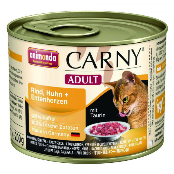 Katzen-Nassfutter "Carny Adult", Rind/Huhn/Entenherzen