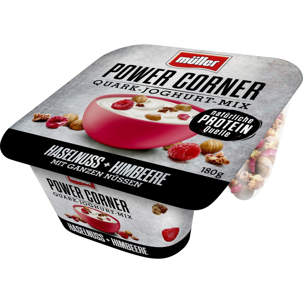 Quark-Joghurt-Mix &amp;quot;Power Corner&amp;quot;, Haselnuss-Himbeere von Müller