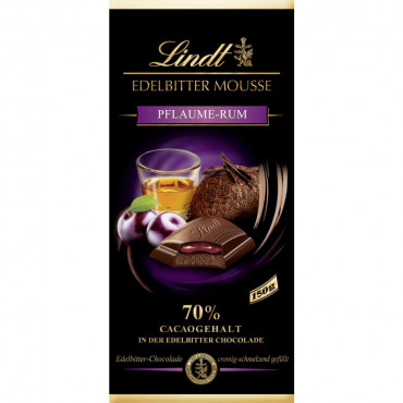 Tafelschokolade Edelbitter Mousse 70 %, Pflaume-Rum