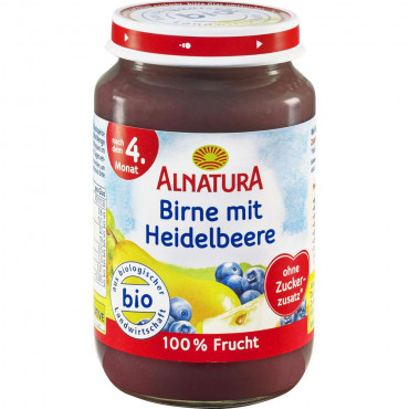 Babynahrung Früchte Birne/Heidelbeere, nach 4. Monat