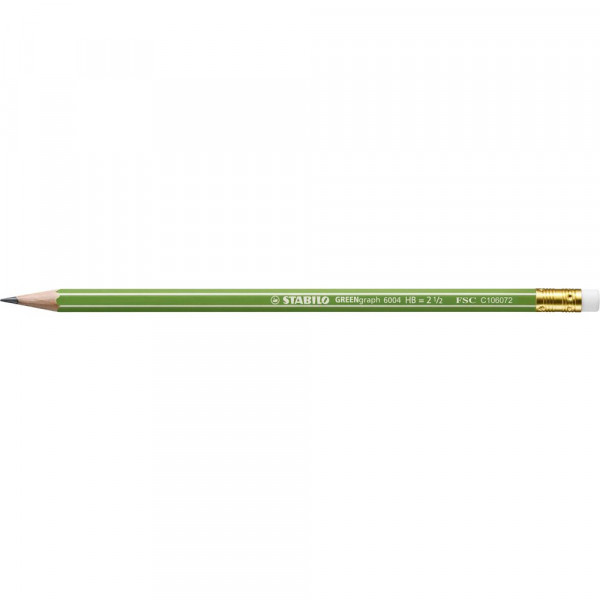 Bleistift GreenGraph HB, grün, mit Radierer