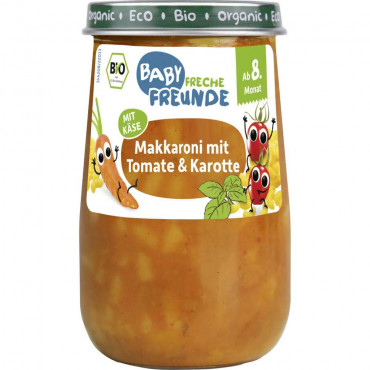 Bio Gläschen, Makkaroni mit Tomate & Karotte, ab 8. Monat