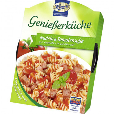 Nudeln & Tomatensoße Genießerküche mit Jagdwurst